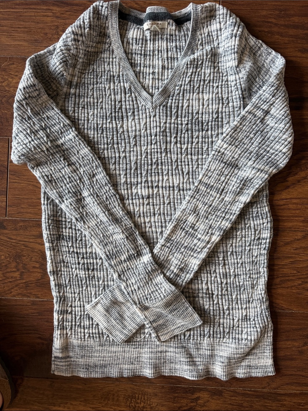Sonoma Women's V-Neck Cable Knit Sweater - Heather Gray